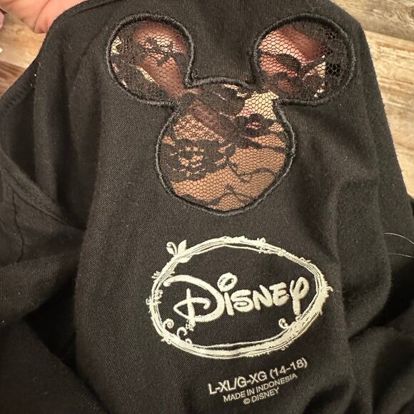 Disney Black White Mickey Mouse Front Scoop Neck Short Sleeve Sleepshirt Dress - Picture 3 of 4